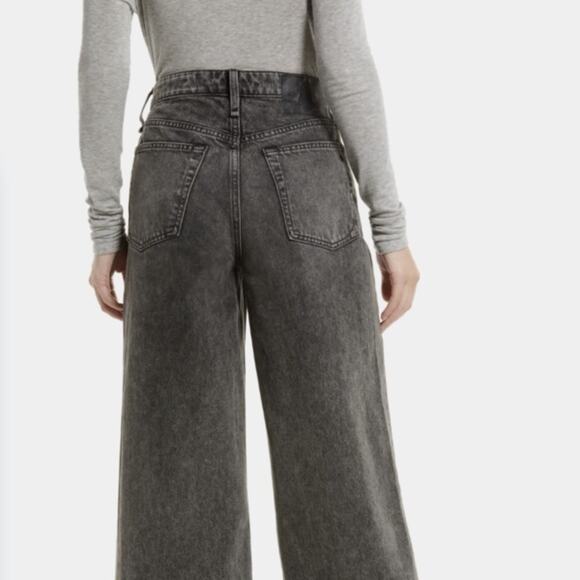 NWT Rag & Bone Maya High Rise Shorty Wide Leg Jeans in Black Opal Size 34 - Picture 2 of 16